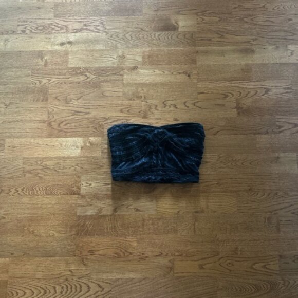 Free People Black Corset Tube Top Strapless XS Womens Bandeau Burnt Out Velvet - Picture 1 of 5